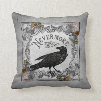 Eerie Halloween Raven Literary Horror Throw Pillow by DP_Holidays at Zazzle