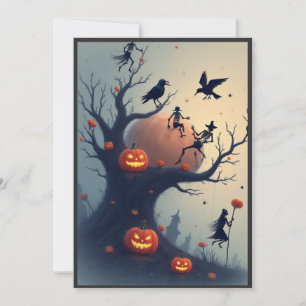 Eerie Halloween Tree Thank You Card