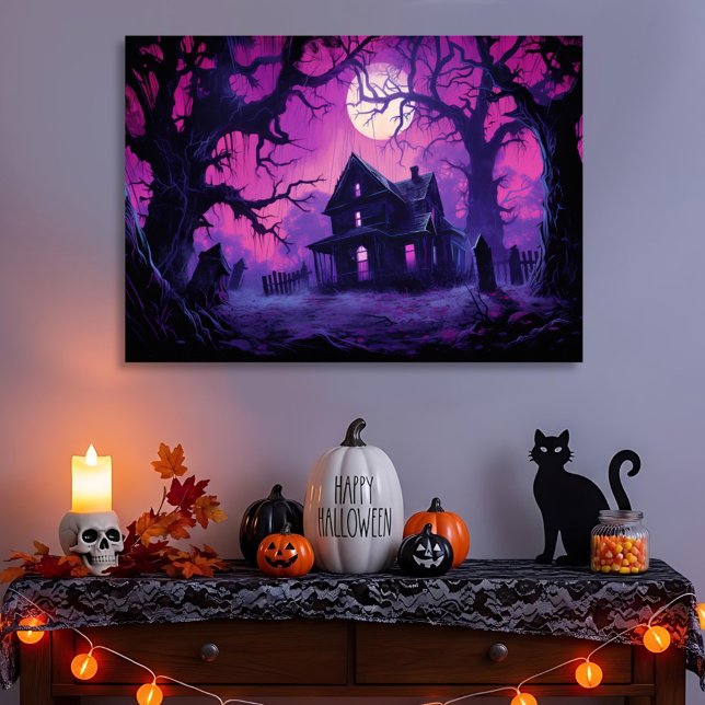 Eerie Haunted Halloween Manor Canvas Print (Creator Uploaded)