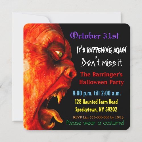 Eerie Horror Monster Adult Halloween Spooky Invitation