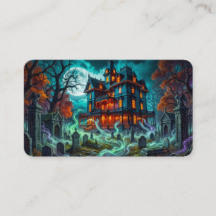 Eerie House by the Haunted Cemetery Bookmark Business Card
