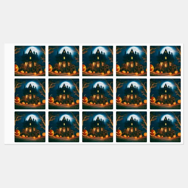 Eerie Illuminations: Enchanting Jack-o'-Lantern Labels (Sheet)