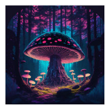 Eerie Magical Giant Toadstool in forest