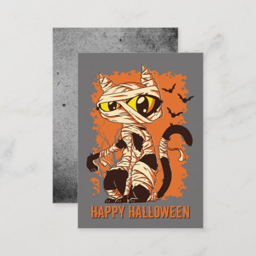 Eerie Mummy Cat Happy Halloween Business Card
