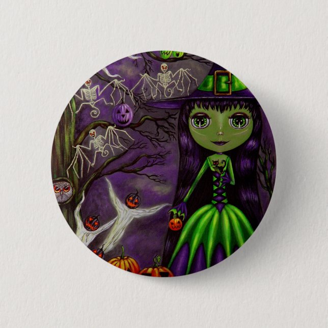 Eerie Night Halloween Button (Front)