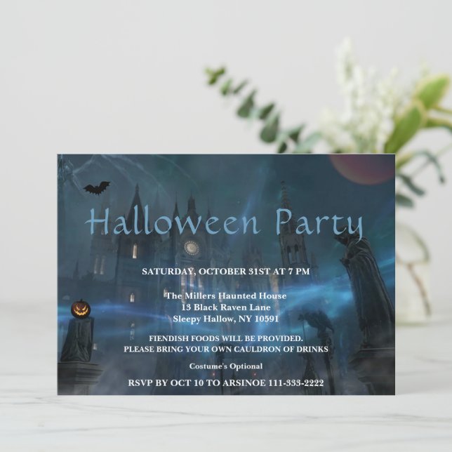 Eerie Night Halloween Party Invitation (Standing Front)