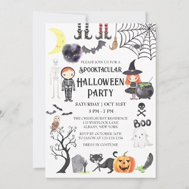 Eerie Night Spooky Costume Halloween Party Invitation (Front)