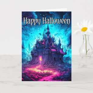 Eerie Old Haunted House Happy Halloween Card
