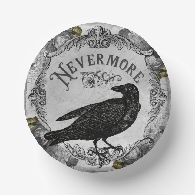 Eerie Raven Halloween Party Horror Paper Bowls (Front)