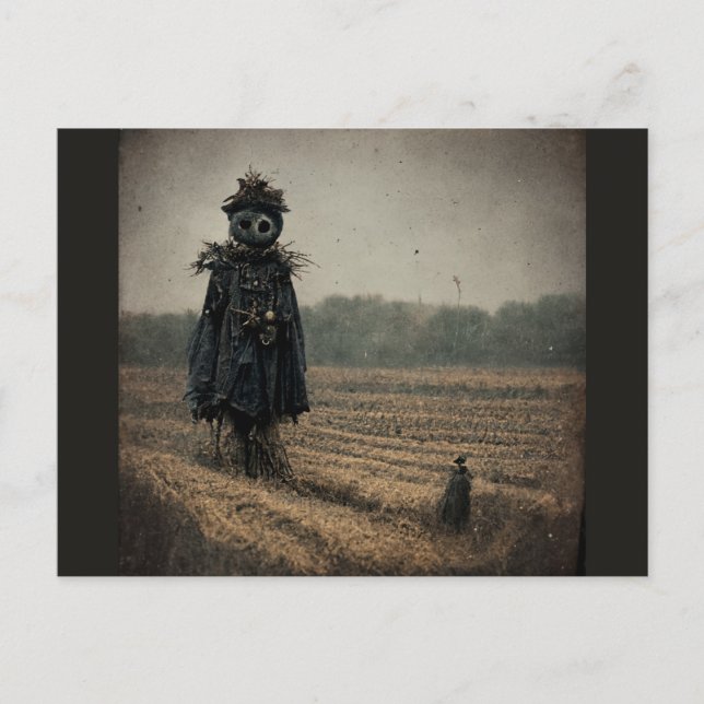 Eerie Scarecrow Holiday Postcard (Front)