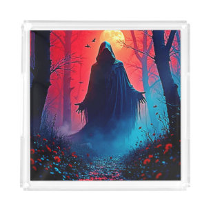 Eerie Shadow in Crimson Woods Design Acrylic Tray