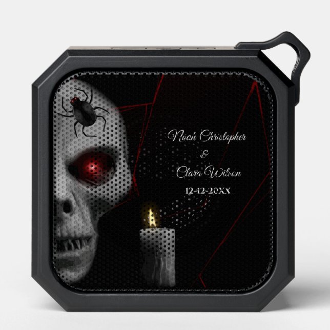 Eerie Skull Spider Candle - Dark Gothic Halloween  Bluetooth Speaker (Front)