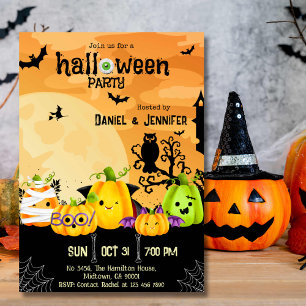 Eerie spooky skull moon Jack-O-Lantern Halloween Invitation