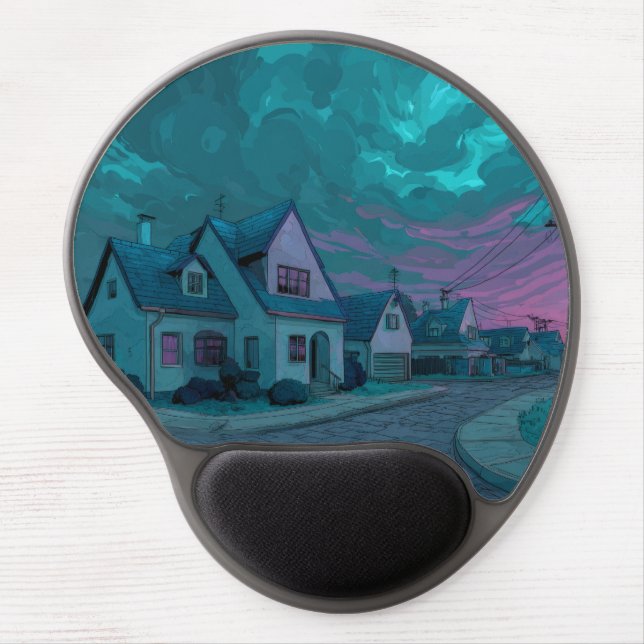Eerie Suburban Twilight Dream Mousepad (Front)