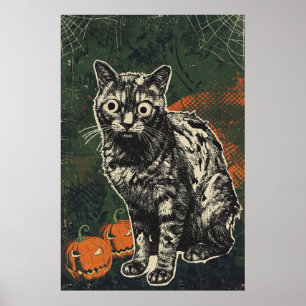 Eerie Undead Zombie Cat Poster