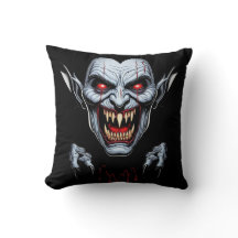 Eerie Vampire Face Throw Pillow