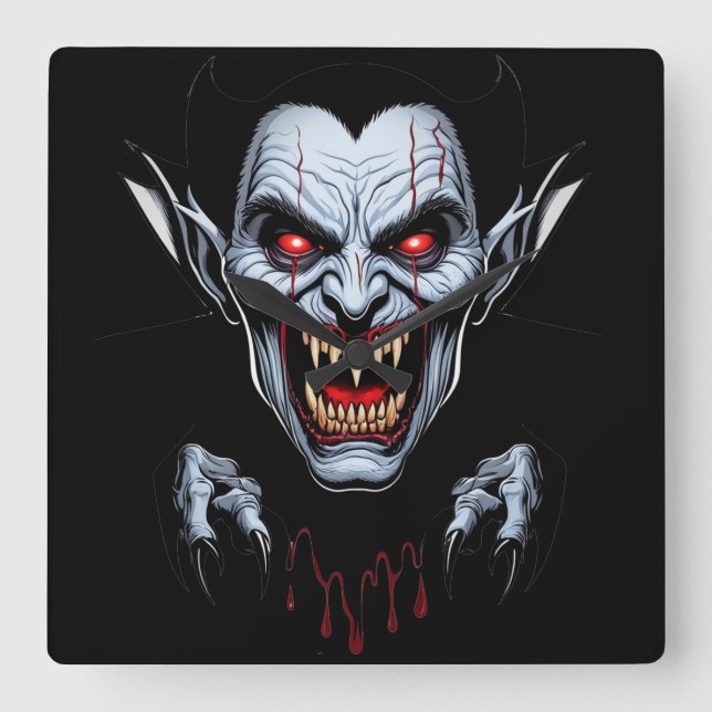 Eerie Vampire Face Wall Clock (Front)