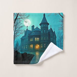 Eerie Victorian Mansion Moonlight Bath Towel Set