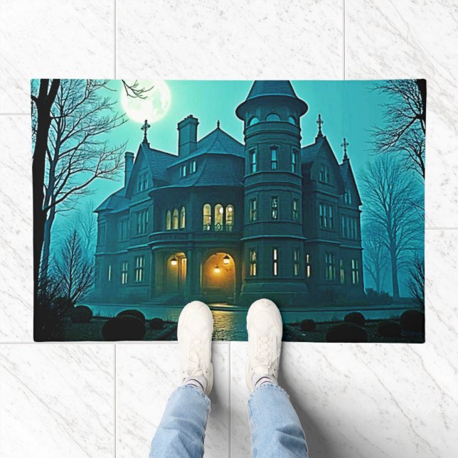 Eerie Victorian Mansion Moonlight Doormat (Indoor)