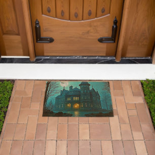 Eerie Victorian Mansion Moonlight Fiber Doormat