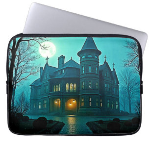 Eerie Victorian Mansion Moonlight Laptop Sleeve
