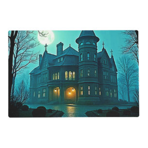 Eerie Victorian Mansion Moonlight Placemat