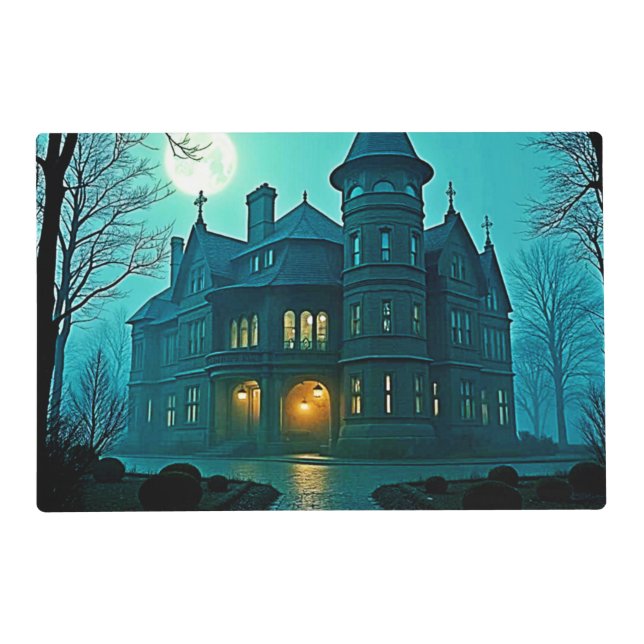 Eerie Victorian Mansion Moonlight Placemat (Front)