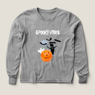 Eerie White Ghost with Gothic Lettering Halloween Tri-Blend Shirts