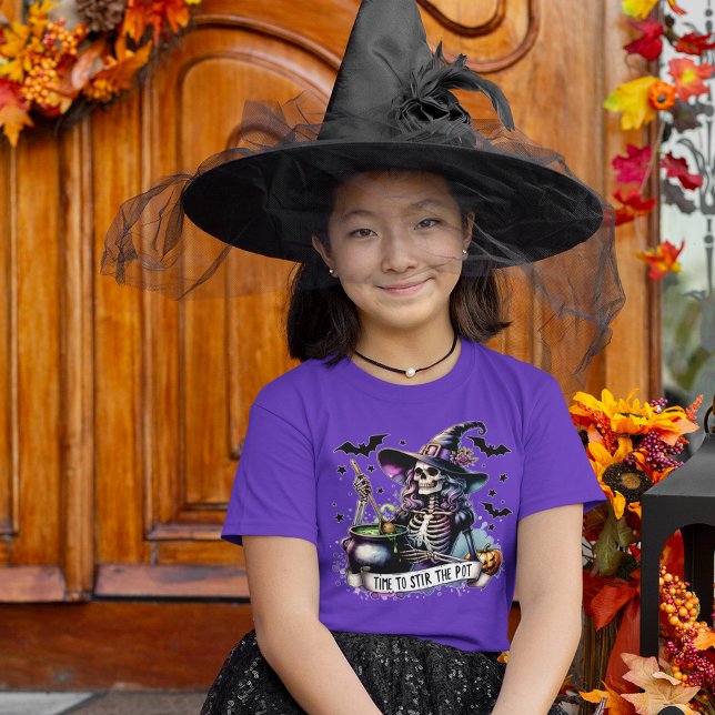 Eerie Witch Skeleton Cauldron Halloween T-Shirt (Order in time for Halloween!)