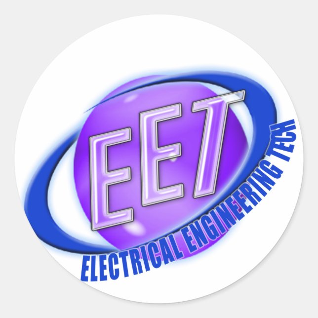 EET ORB SWOOSH LOGO ELECTRICAL ENGINEERING TECH CLASSIC ROUND STICKER (Front)