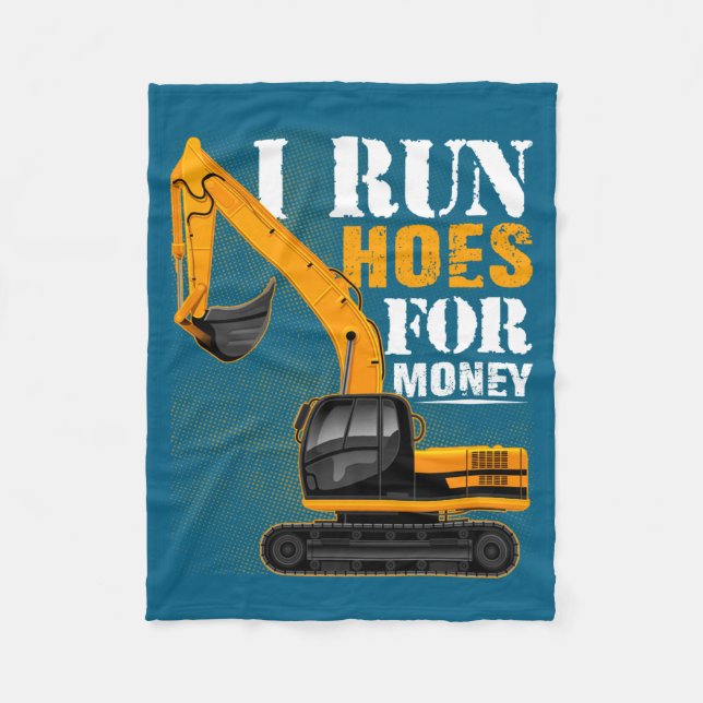 Eever I Run Cute Ss Cute Sss For Money Funny Excav Fleece Blanket (Front)