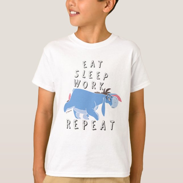 Eeyore | Eat Sleep Work Repeat T-Shirt (Front)