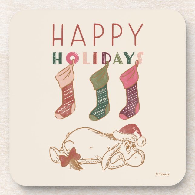 Eeyore | Happy Holidays Beverage Coaster (Front)