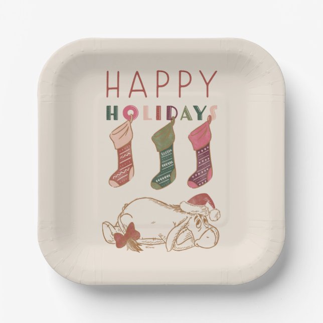 Eeyore | Happy Holidays Paper Plates (Front)