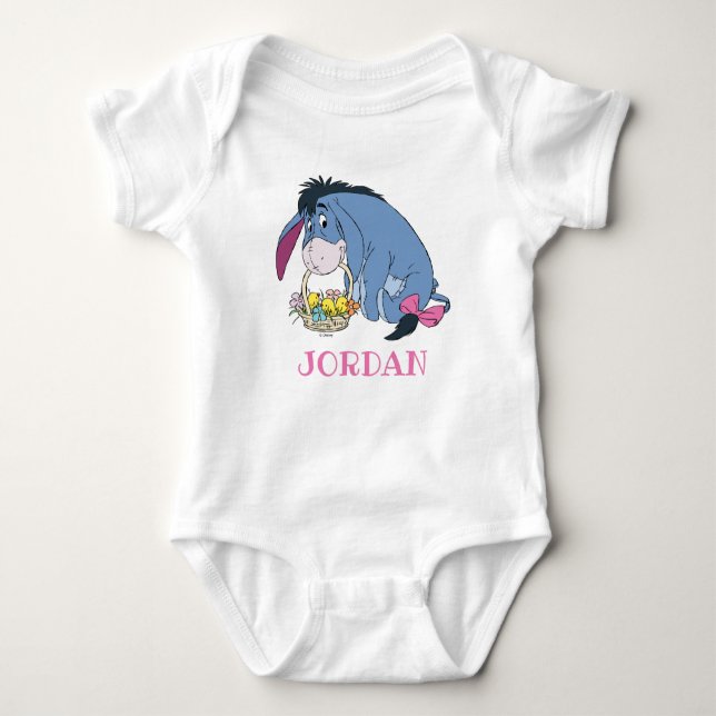 Eeyore Holding Easter Basket Full of Baby Chicks Bodysuit (Front)