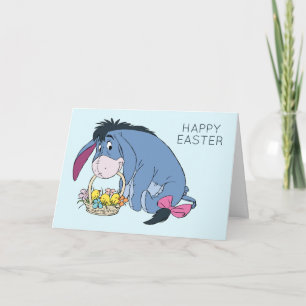 Eeyore Holding Easter Basket Full of Baby Chicks Card