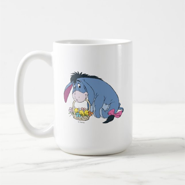 Eeyore Holding Easter Basket Full of Baby Chicks Coffee Mug (Left)