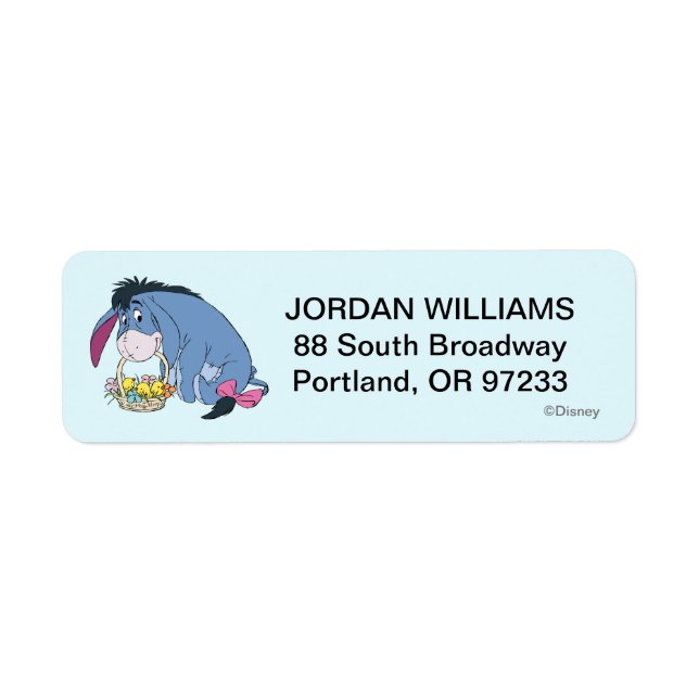 Eeyore Holding Easter Basket Full of Baby Chicks Label (Front)