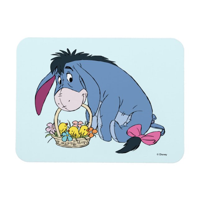 Eeyore Holding Easter Basket Full of Baby Chicks Magnet (Horizontal)