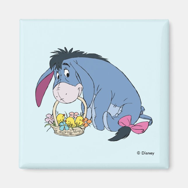 Eeyore Holding Easter Basket Full of Baby Chicks Magnet (Front)