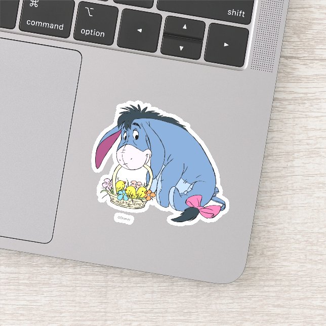 Eeyore Holding Easter Basket Full of Baby Chicks Sticker (Detail)