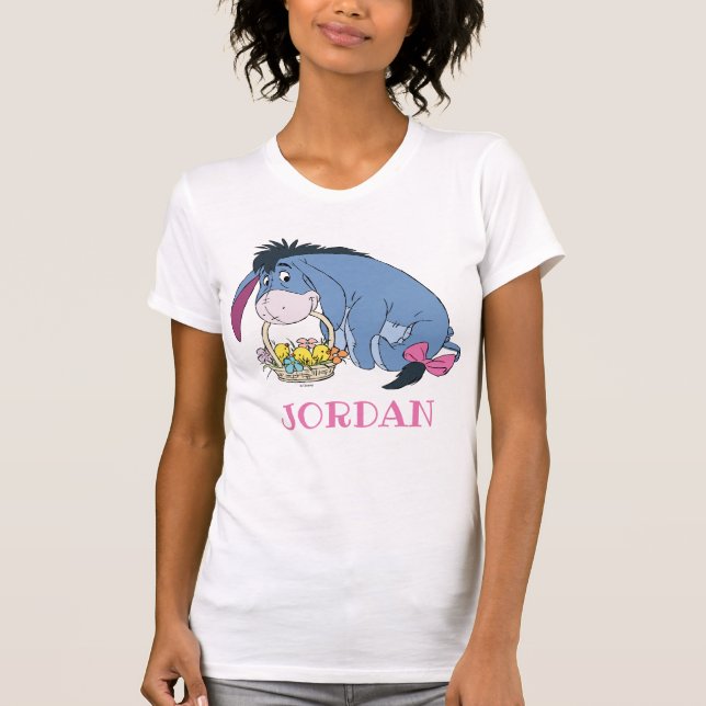 Eeyore Holding Easter Basket Full of Baby Chicks T-Shirt (Front)