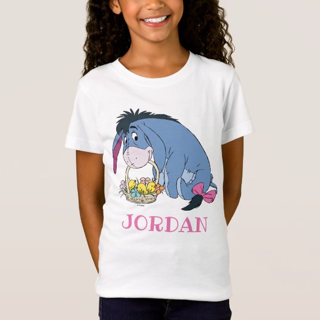 Eeyore Holding Easter Basket Full of Baby Chicks T-Shirt (Front)