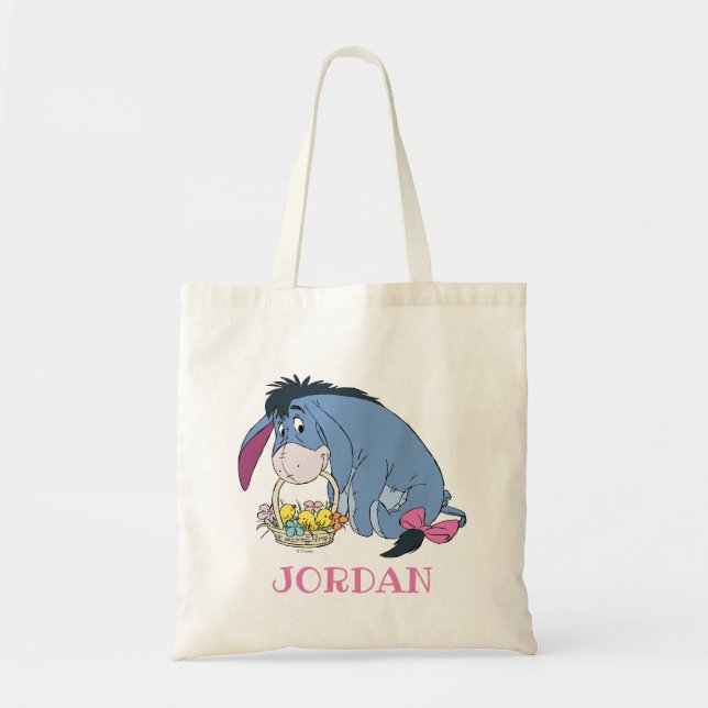 Eeyore Holding Easter Basket Full of Baby Chicks Tote Bag (Front)
