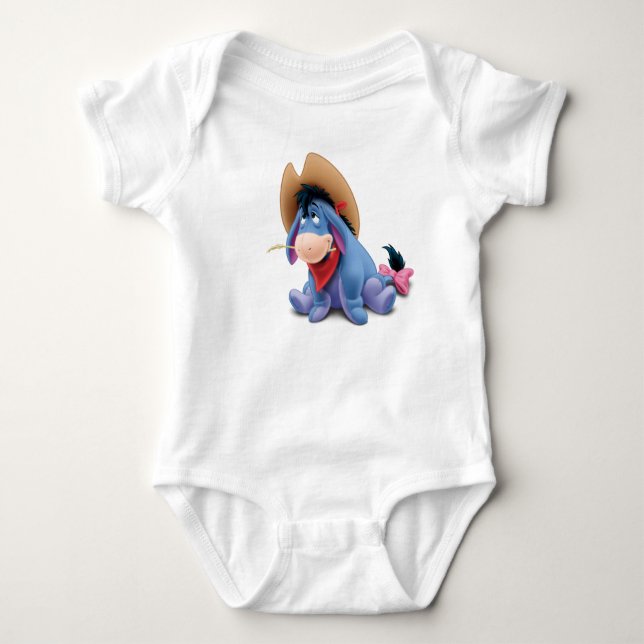 Eeyore in Cowboy Costume Baby Bodysuit (Front)
