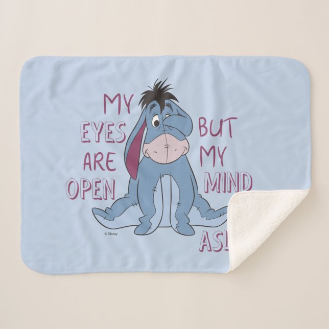 Eeyore | My Mind is Asleep Quote Sherpa Blanket (Front (Horizontal))