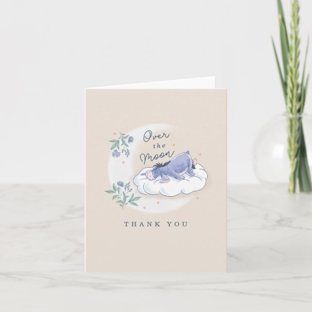 Eeyore | Over the Moon - Blush Girl Baby Shower Thank You Card (Front)