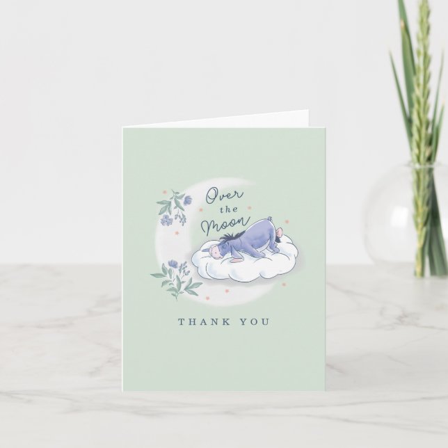 Eeyore | Over the Moon - Mint Green Baby Shower Thank You Card (Front)