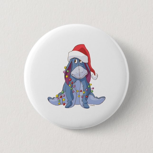 Eeyore Santa Claus  Button (Front)