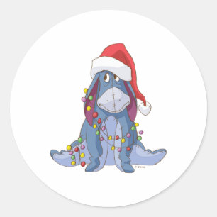 Eeyore Santa Claus Classic Round Sticker